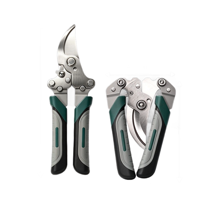 Green Folding Pruning Shears - Stainless Steel Portable Garden Scissors with