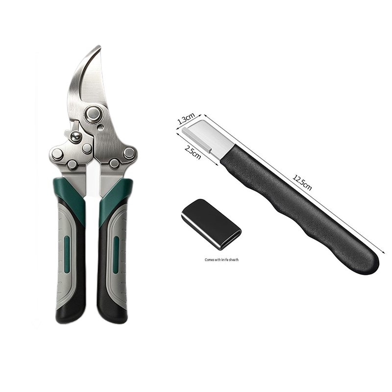 Garden Pruning and Sharpening Tool Set - Green Stainless Steel Folding Shears