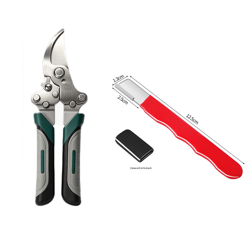 Garden Pruning and Sharpening Tool Set - Green Stainless Steel Folding Shears