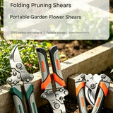 Garden Pruning and Sharpening Tool Set - Orange Stainless Steel Folding Shears view 3