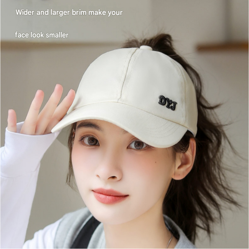 Women's Ponytail Baseball Cap - Adjustable Open Top Visor with Wide Brim view 4