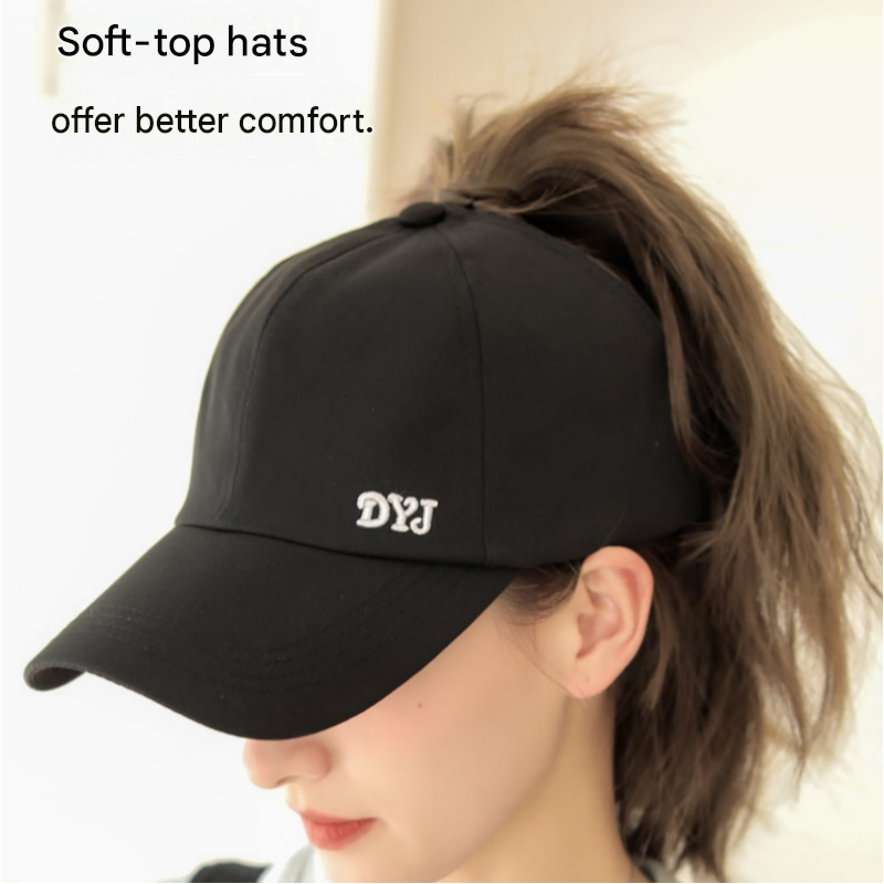 Women's Ponytail Baseball Cap - Adjustable Open Top Visor with Wide Brim view 3