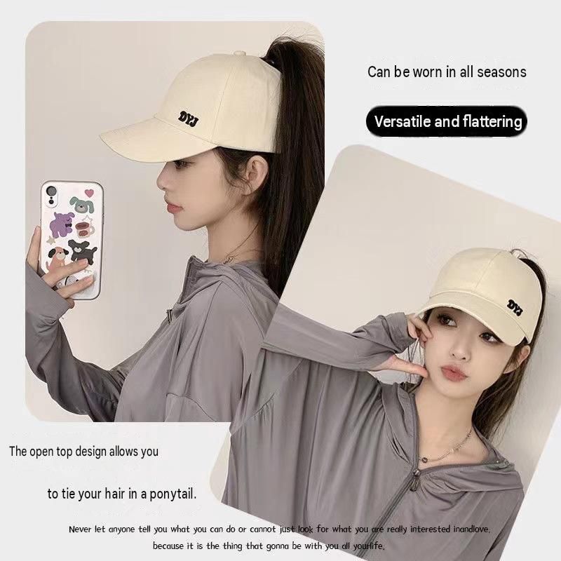 Women's Ponytail Baseball Cap - Adjustable Open Top Visor with Wide Brim view 7