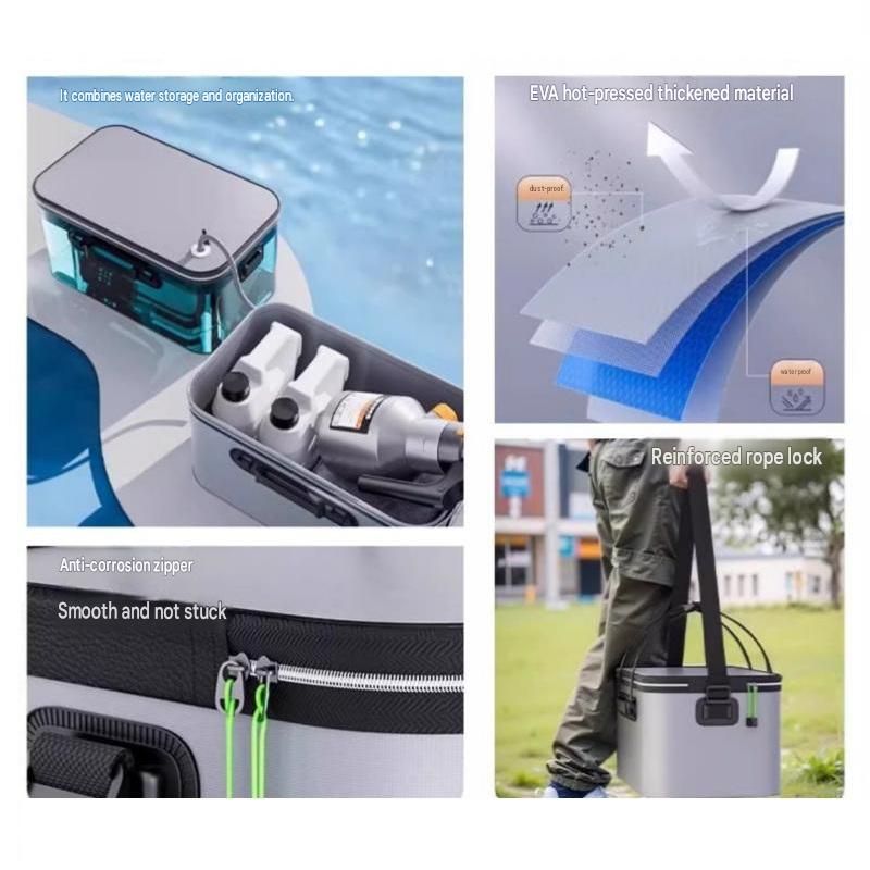 Blue Foldable Car Wash Storage Box - Large Capacity Waterproof EVA Organizer view 3