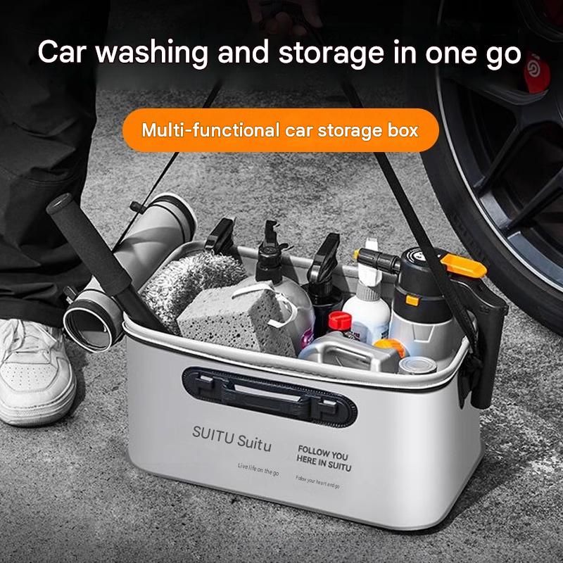 Blue Foldable Car Wash Storage Box - Large Capacity Waterproof EVA Organizer view 4