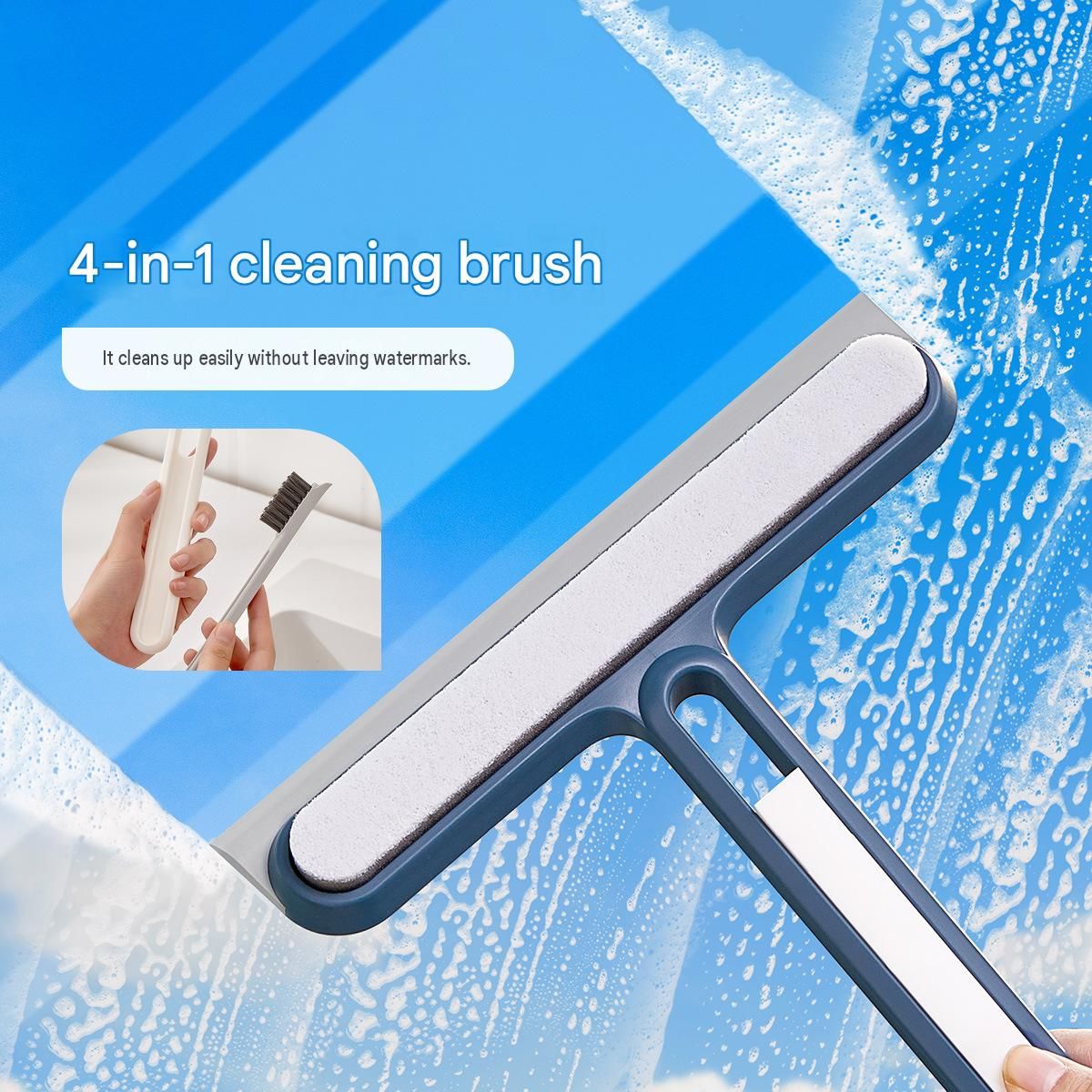 2-pack Blue 4-in-1 Window Squeegee and Scrubber - 22cm Wide Blade view 2