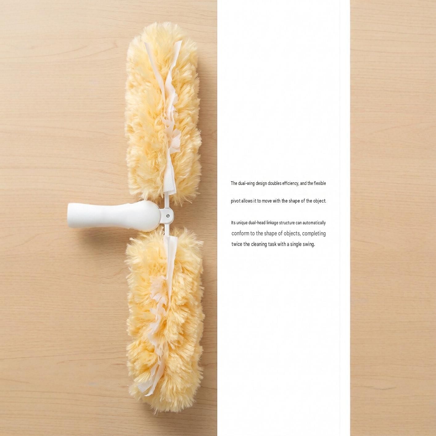 Dual-Head Microfiber Duster with 1.4m Telescopic Pole - 360° Rotating Washable view 3