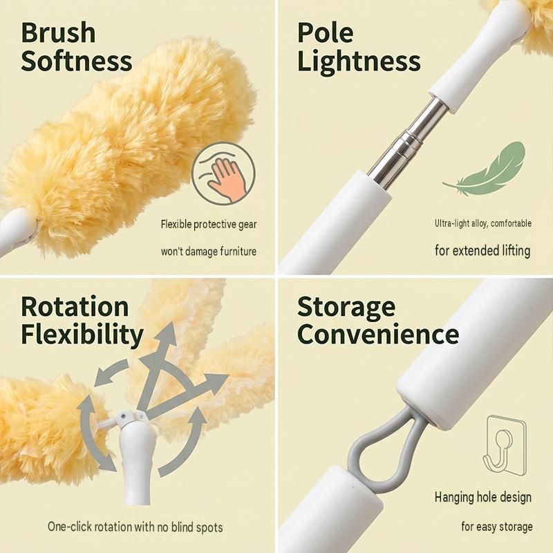 Dual-Head Microfiber Duster with 1.4m Telescopic Pole - 360° Rotating Washable view 4
