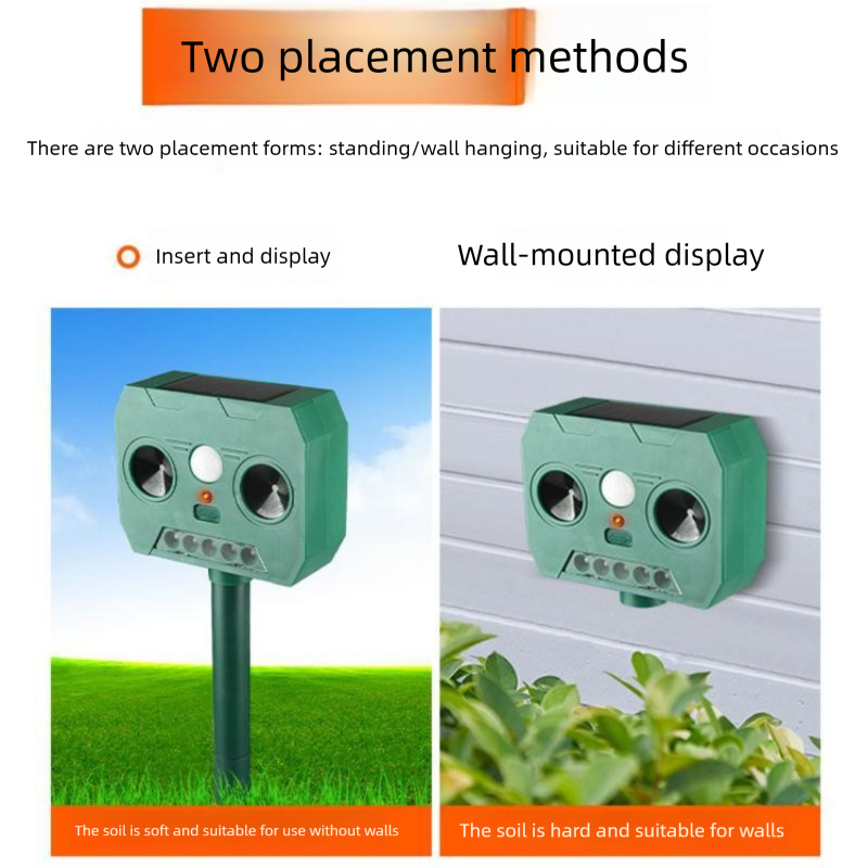 Solar Powered Ultrasonic Animal Repeller （Dual-speaker style）- Outdoor Pest view 8