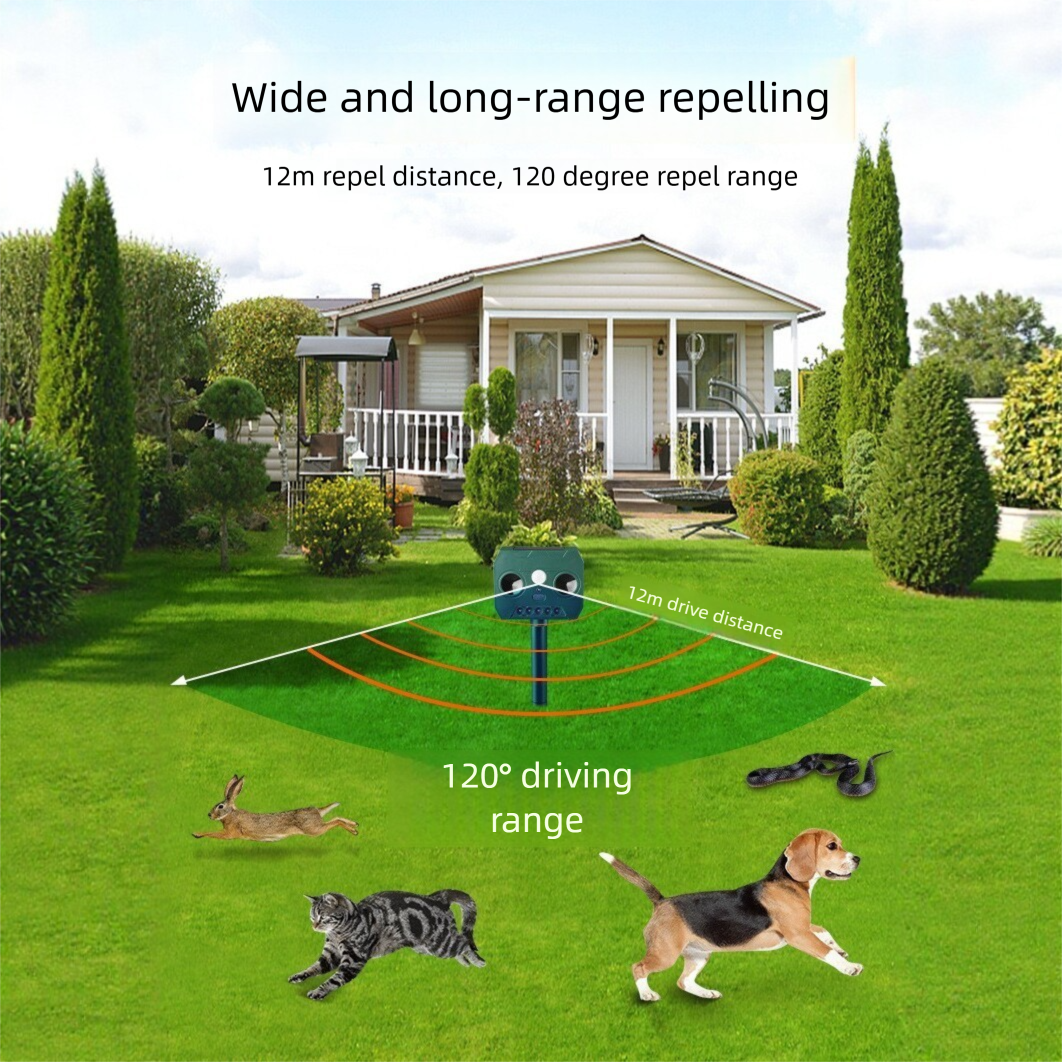 Solar Powered Ultrasonic Animal Repeller （Single-speaker style）- Outdoor Pest view 6