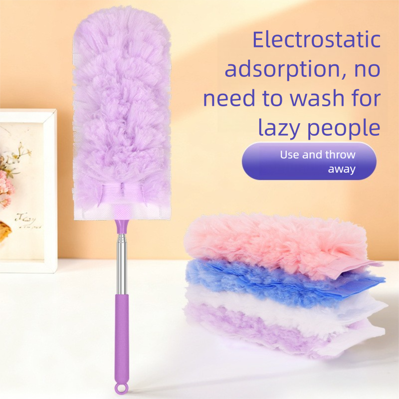 Purple Telescopic Electrostatic Duster with 4-pack Replaceable Microfiber Head view 2