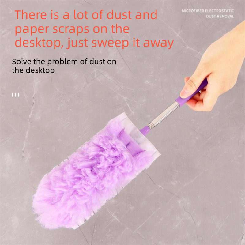 Purple Telescopic Electrostatic Duster with 4-pack Replaceable Microfiber Head view 4