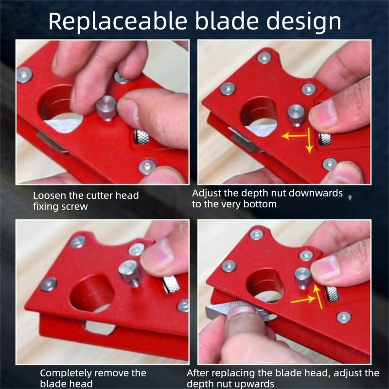 Black Adjustable Woodworking Chamfer Plane - Aluminum Alloy Hand Trimmer with view 8