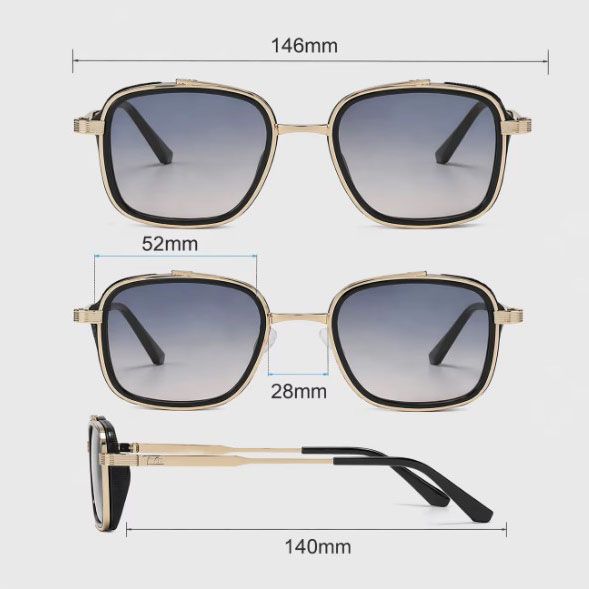 Men's Brown Metal Frame Brown Lens Sunglasses - Square Retro Style UV400 view 5