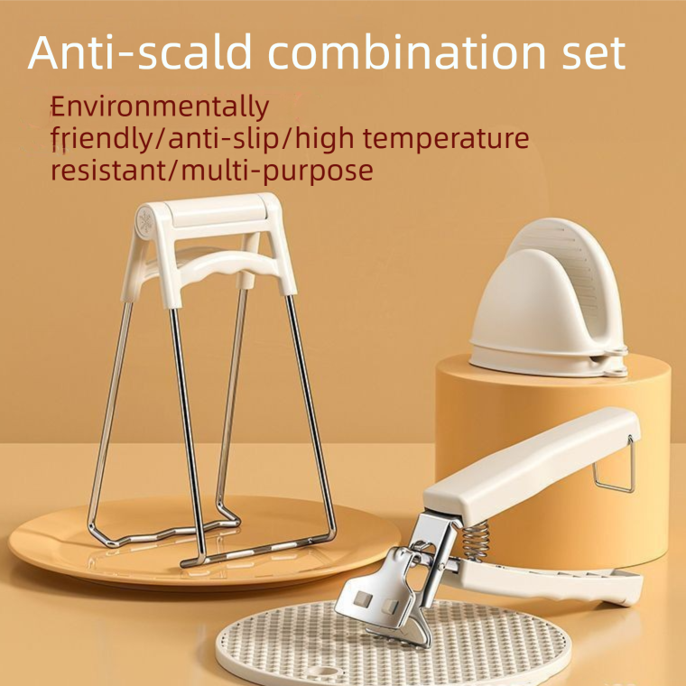 Kitchen Bowl and Plate Lifter Set - 3 Piece White Set with Gloves view 3