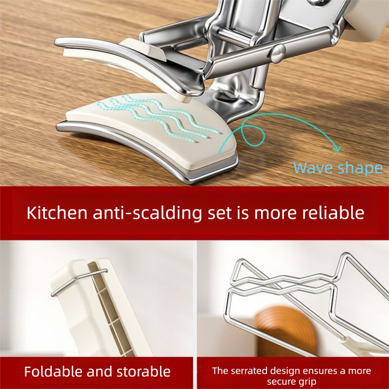 Kitchen Bowl and Plate Lifter Set - 3 Piece White Set with Gloves view 5