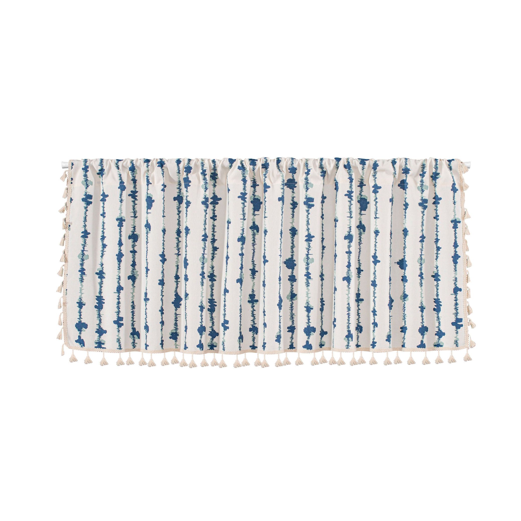 Blue Striped Cafe Curtain - 150 x 60 cm Cotton Linen Half Window Curtain with