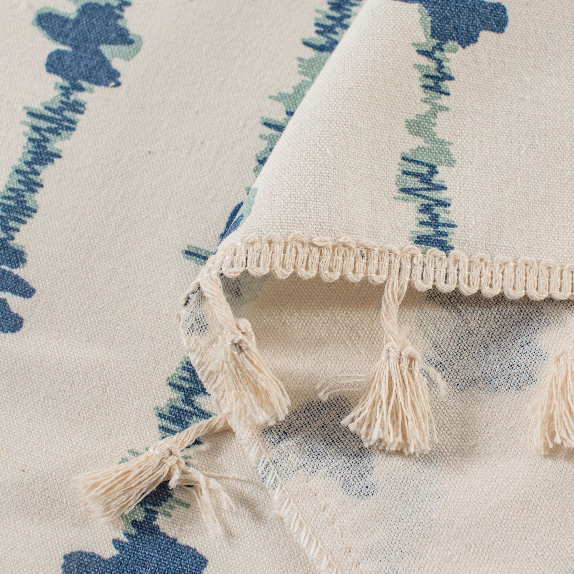 Blue Striped Cafe Curtain - 150 x 91 cm Cotton Linen Half Window Curtain with view 4