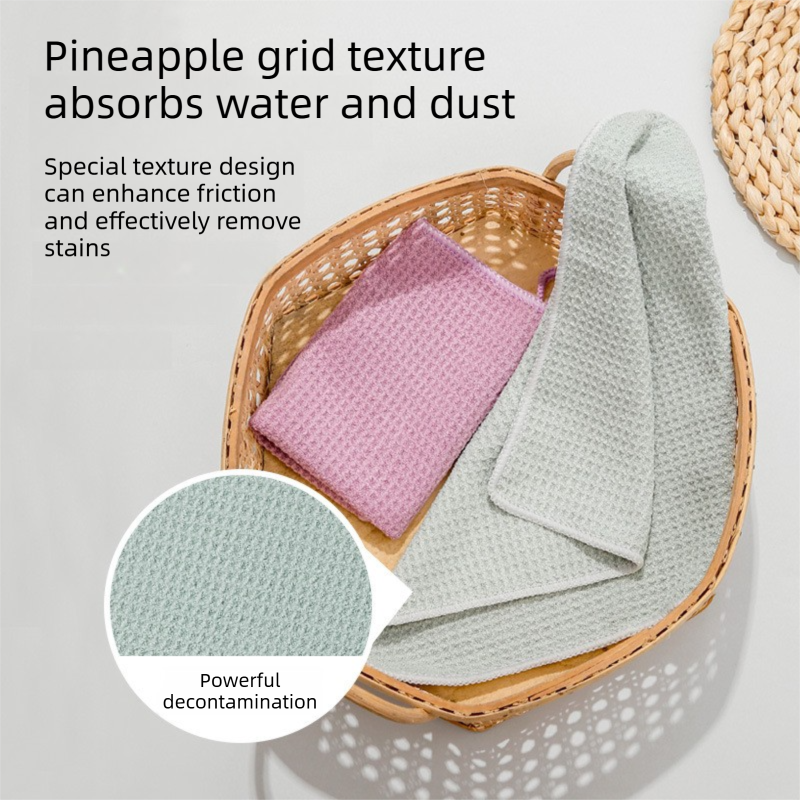 4 Pack Khaki Microfibre Cleaning Cloths - 30 x 40 cm Waffle Texture Absorbent view 3
