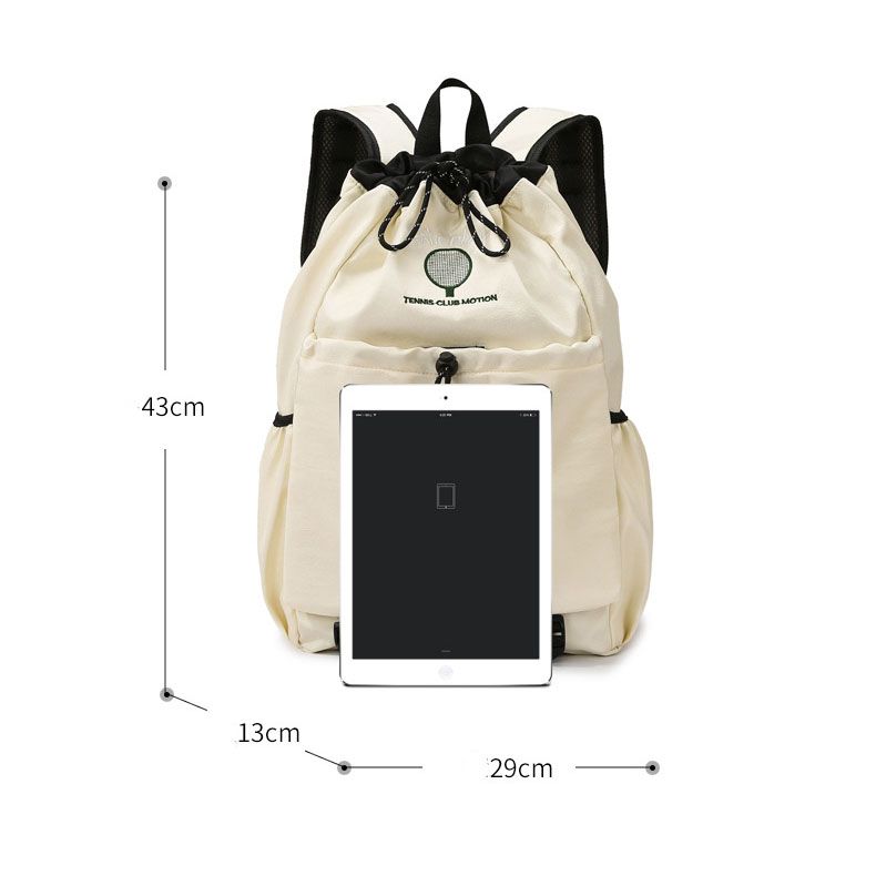 Black Sports Drawstring Backpack - Large Capacity Badminton view 7