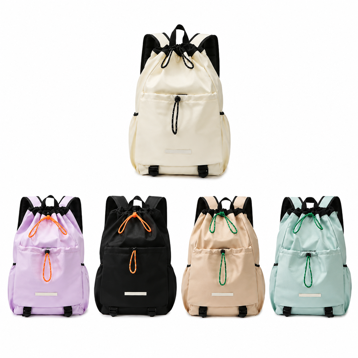 Green Sports Drawstring Backpack - Large Capacity Badminton view 4
