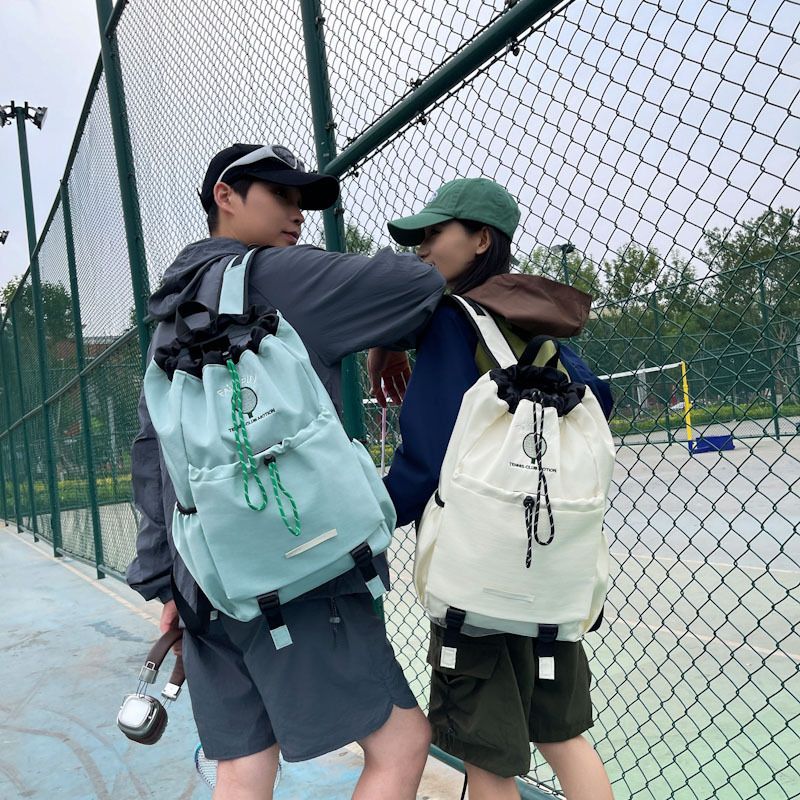 Purple Sports Drawstring Backpack - Large Capacity Badminton view 3