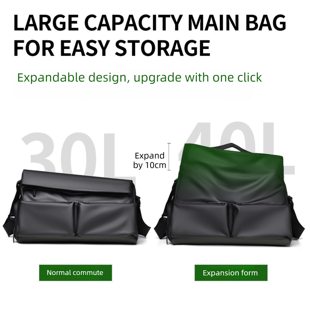 Black Expandable Travel Shoulder Bag - Large Capacity Gym and Duffel Bag with view 6