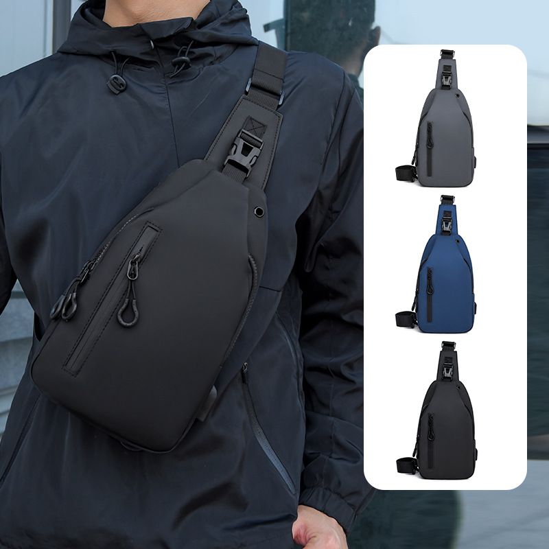 Gray Men's Sling Chest Bag - Lightweight Large Capacity Crossbody Shoulder Bag view 4