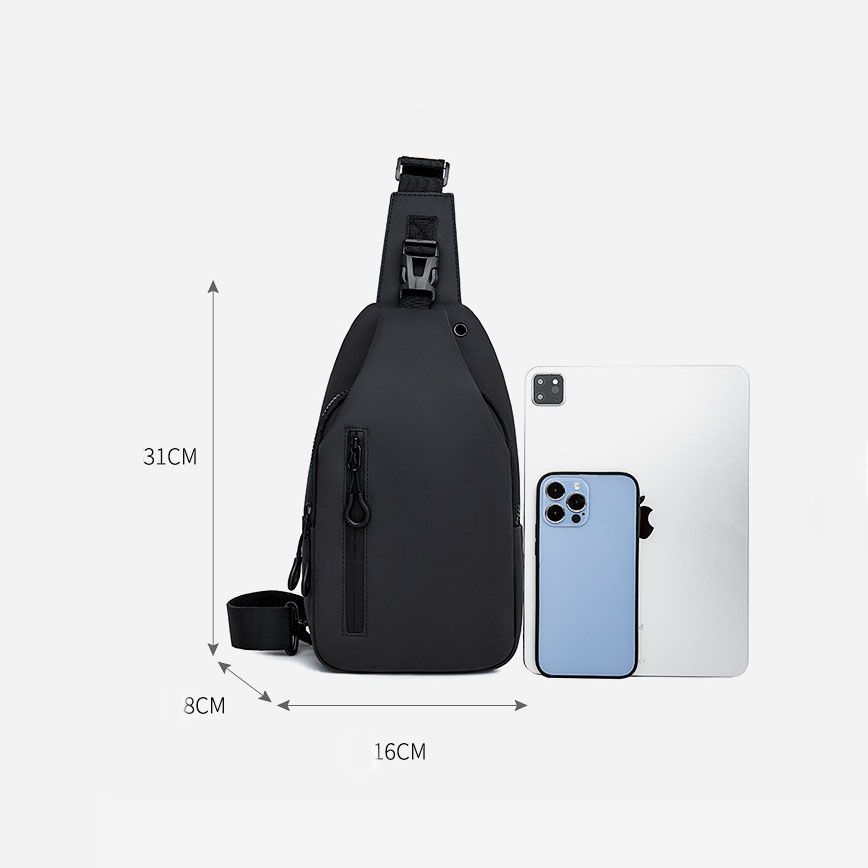 Black Men's Sling Chest Bag - Lightweight Large Capacity Crossbody Shoulder view 7