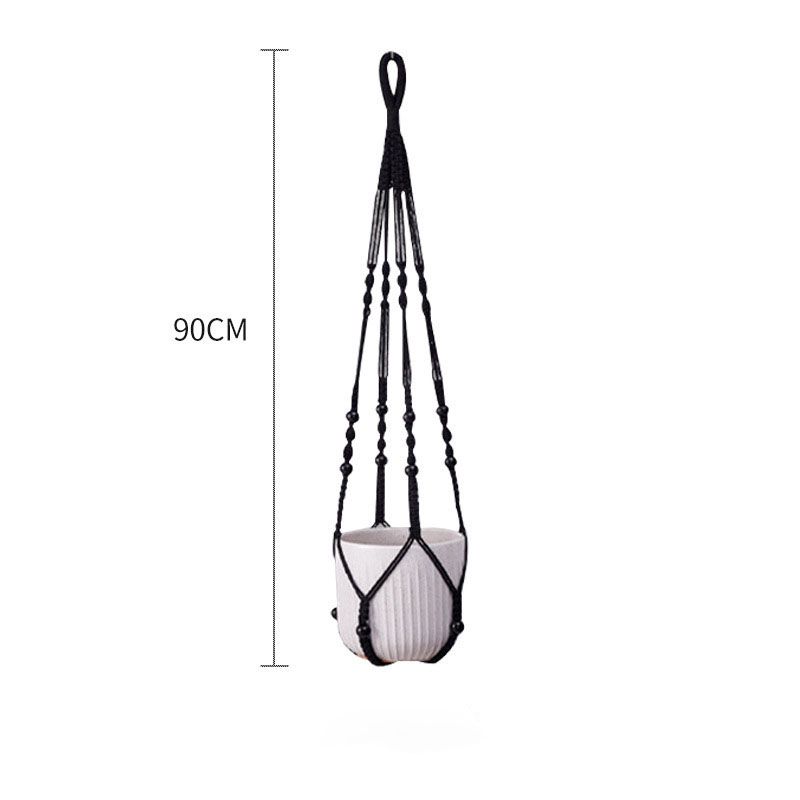 2 Pack Macrame Plant Hanger (Black)- 90cm Cotton Rope Hanging Planter Basket view 4