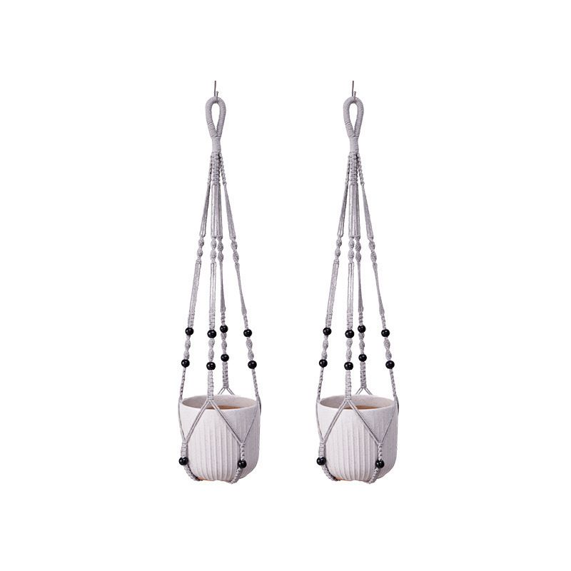 2 Pack Macrame Plant Hanger (Gray)- 90cm Cotton Rope Hanging Planter Basket — image 1