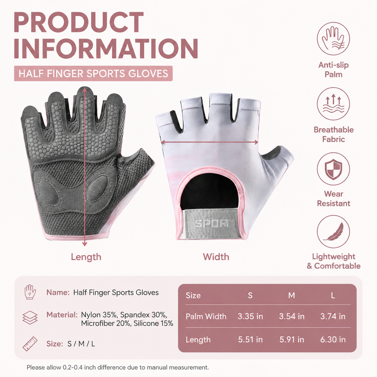 Women and Men Gym Gloves (Purple Size S)- Breathable Half Finger Workout view 5