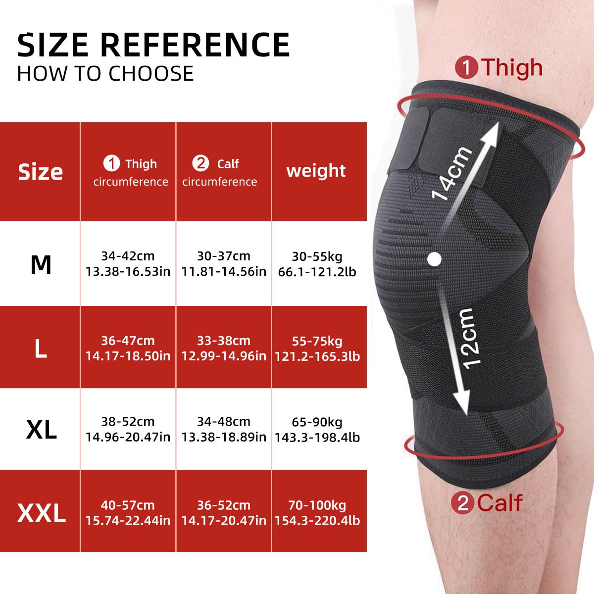 Adjustable Knee Brace Pair 2PCS L Size - Breathable Compression Knee Supports view 8