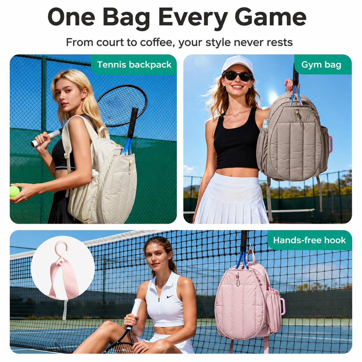 Pink Tennis Backpack with Shoe Compartment - Pickleball & Badminton Racket Bag view 2