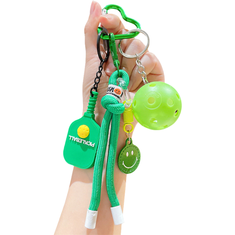 1 Piece Pickleball Keychain Bag Charm - Green Sports Pendant with Mini Paddle