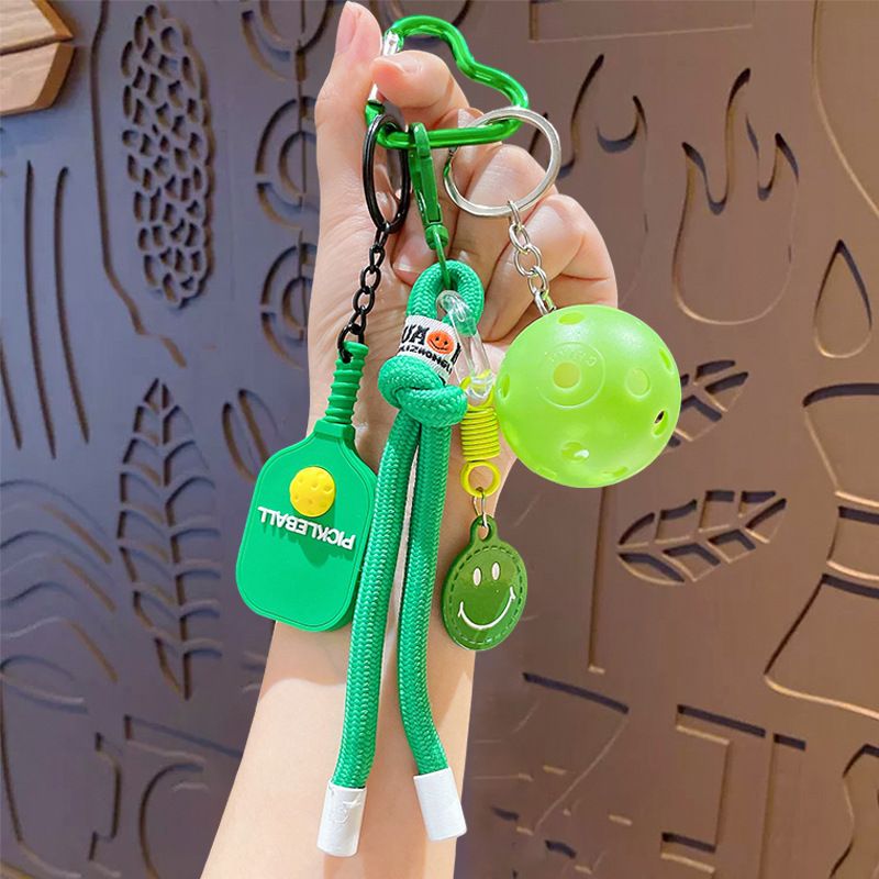 1 Piece Pickleball Keychain Bag Charm - Green Sports Pendant with Mini Paddle view 2