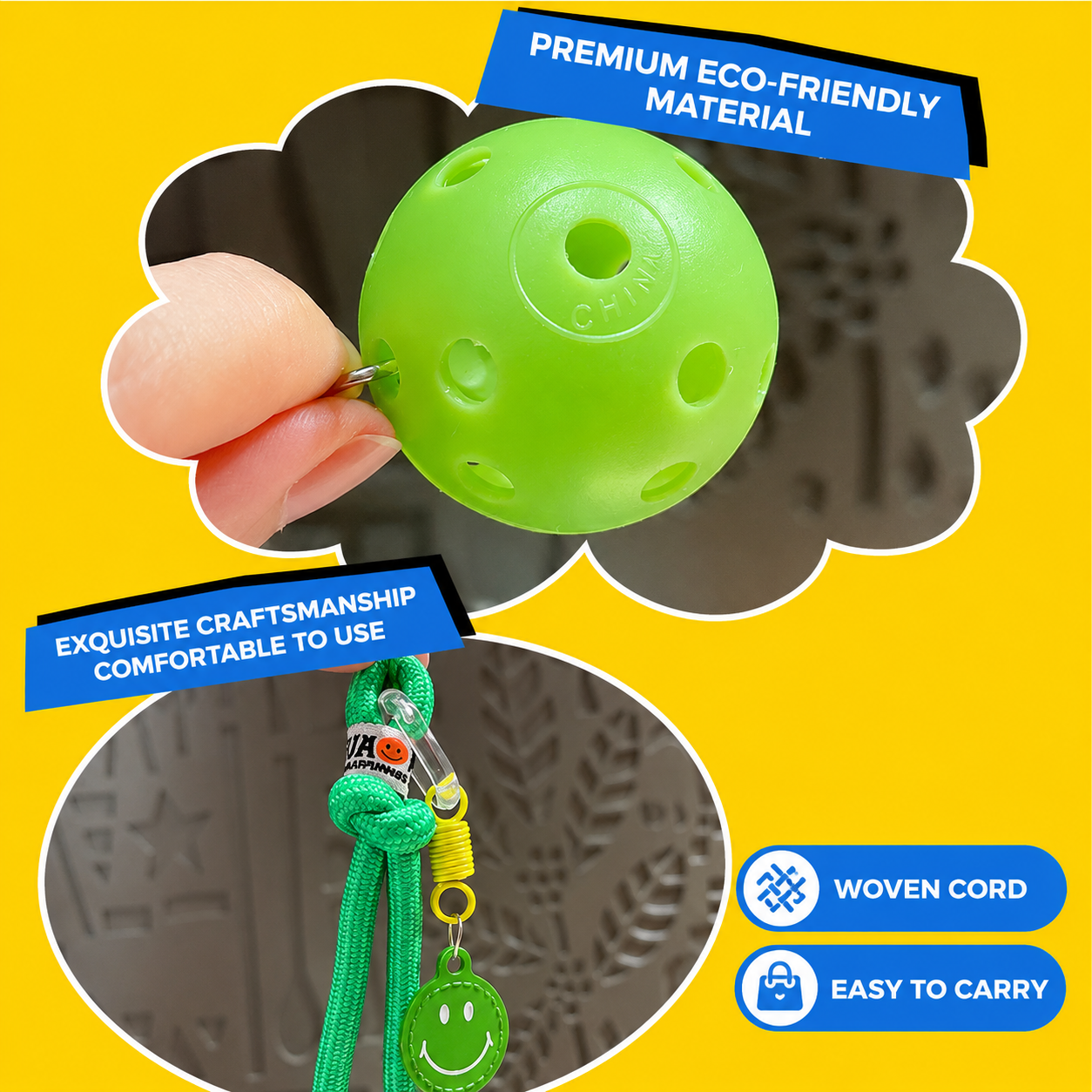 1 Piece Pickleball Keychain Bag Charm - Green Sports Pendant with Mini Paddle view 3