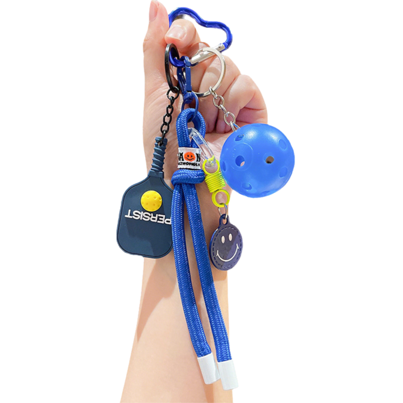 1 Piece Pickleball Keychain Bag Charm - Blue Sports Pendant with Mini Paddle