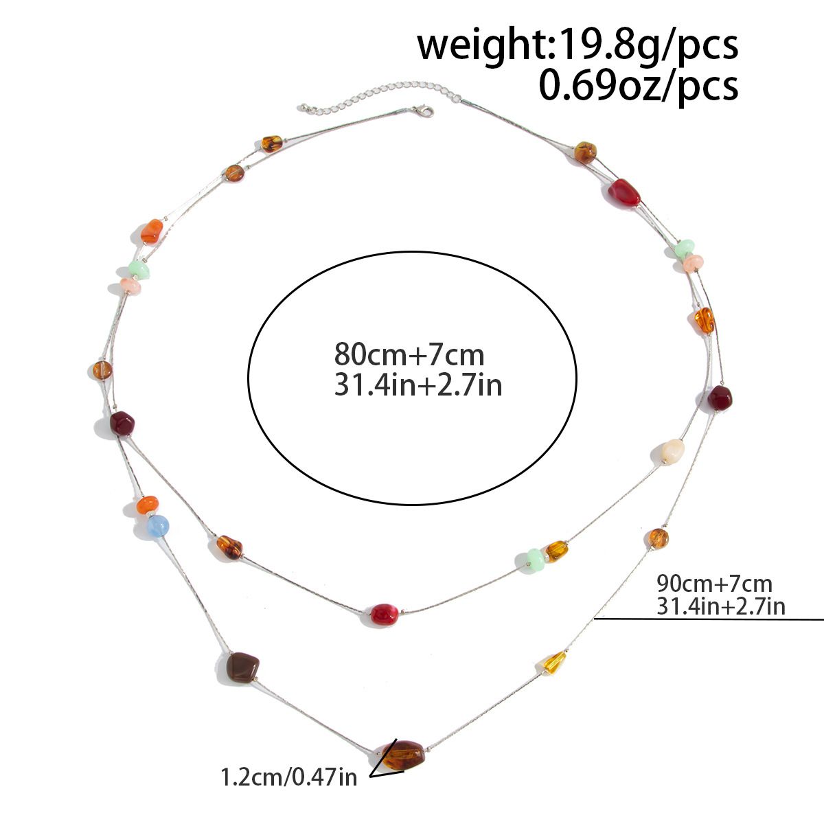 Double Layer Beaded Waist Chain - Multi-Color Resin Stone Body Chain with view 7