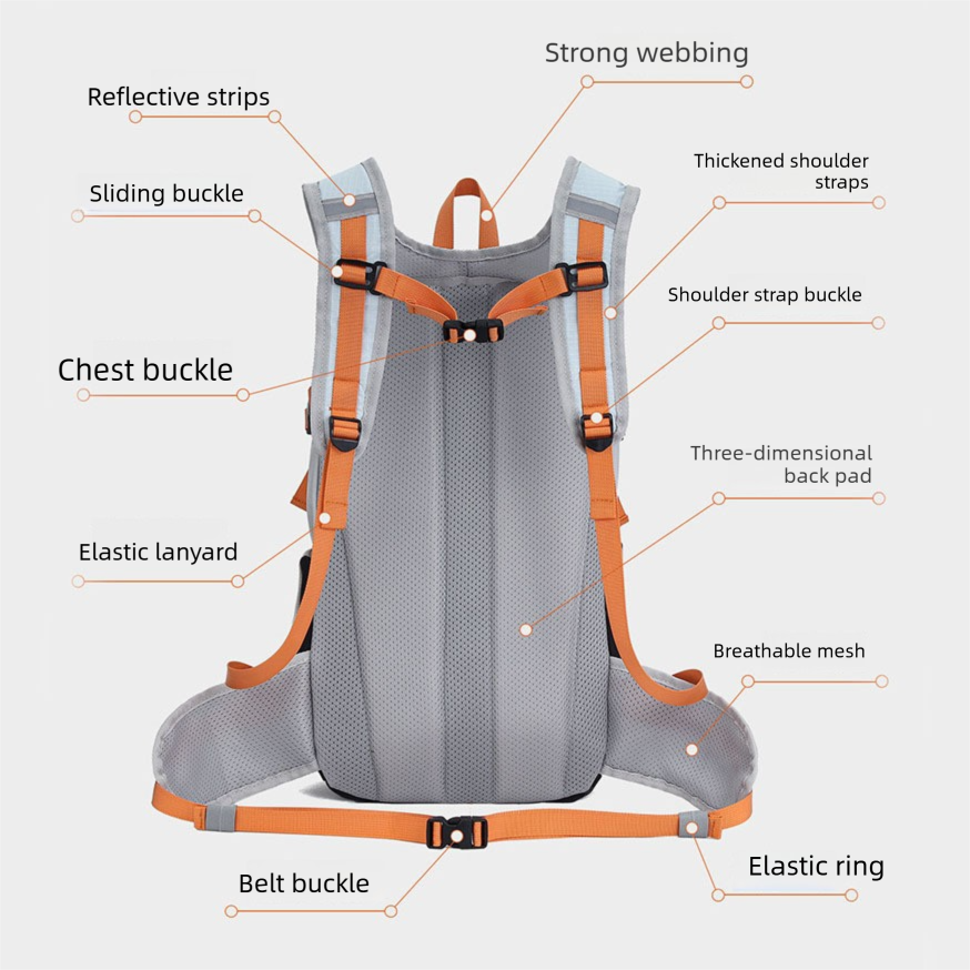 Lightweight Hiking Backpack 20L Light Blue-gray - Ultralight Oxford Cloth view 4