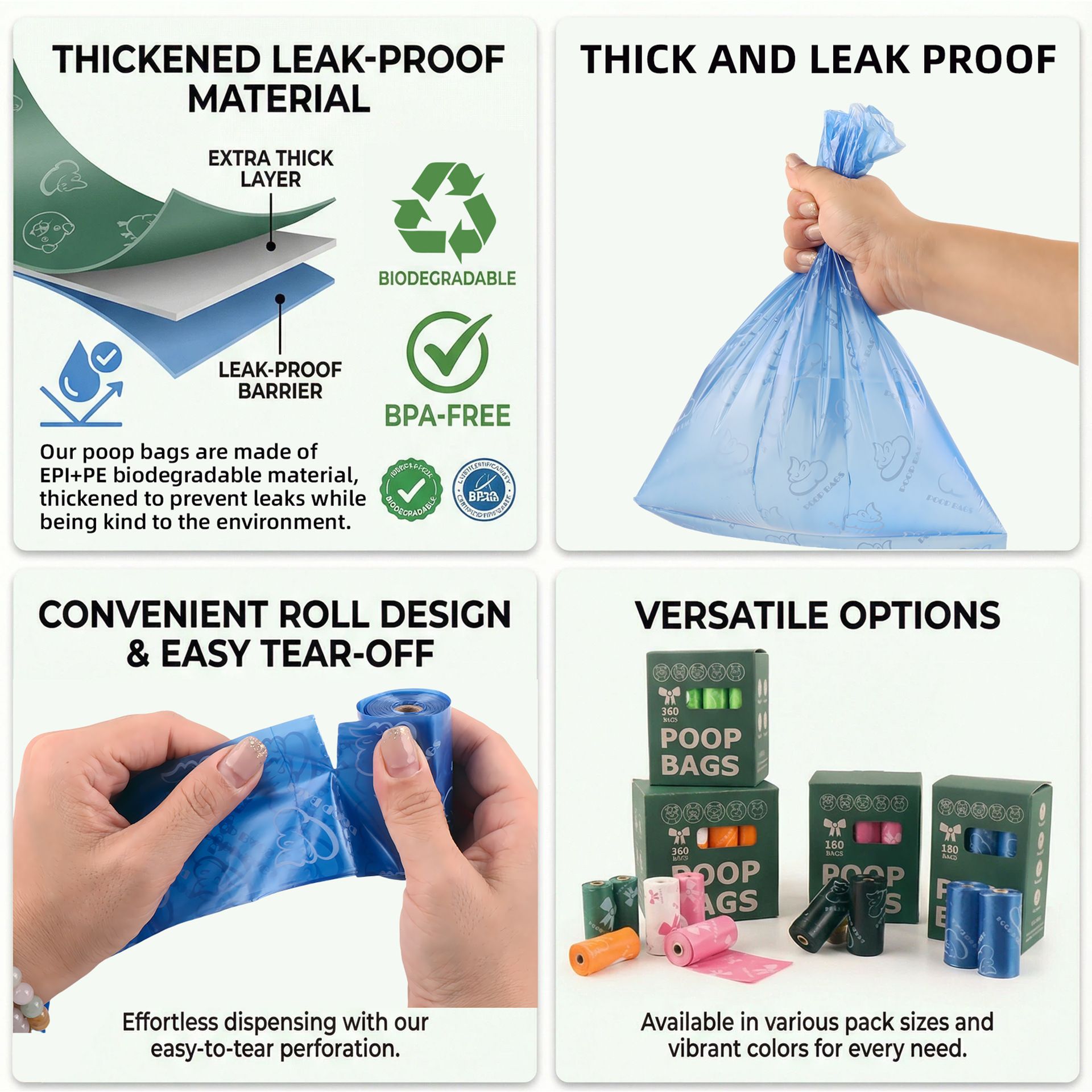 Pink Thickened Dog Poop Bags 360 Pack - 24 Rolls view 4
