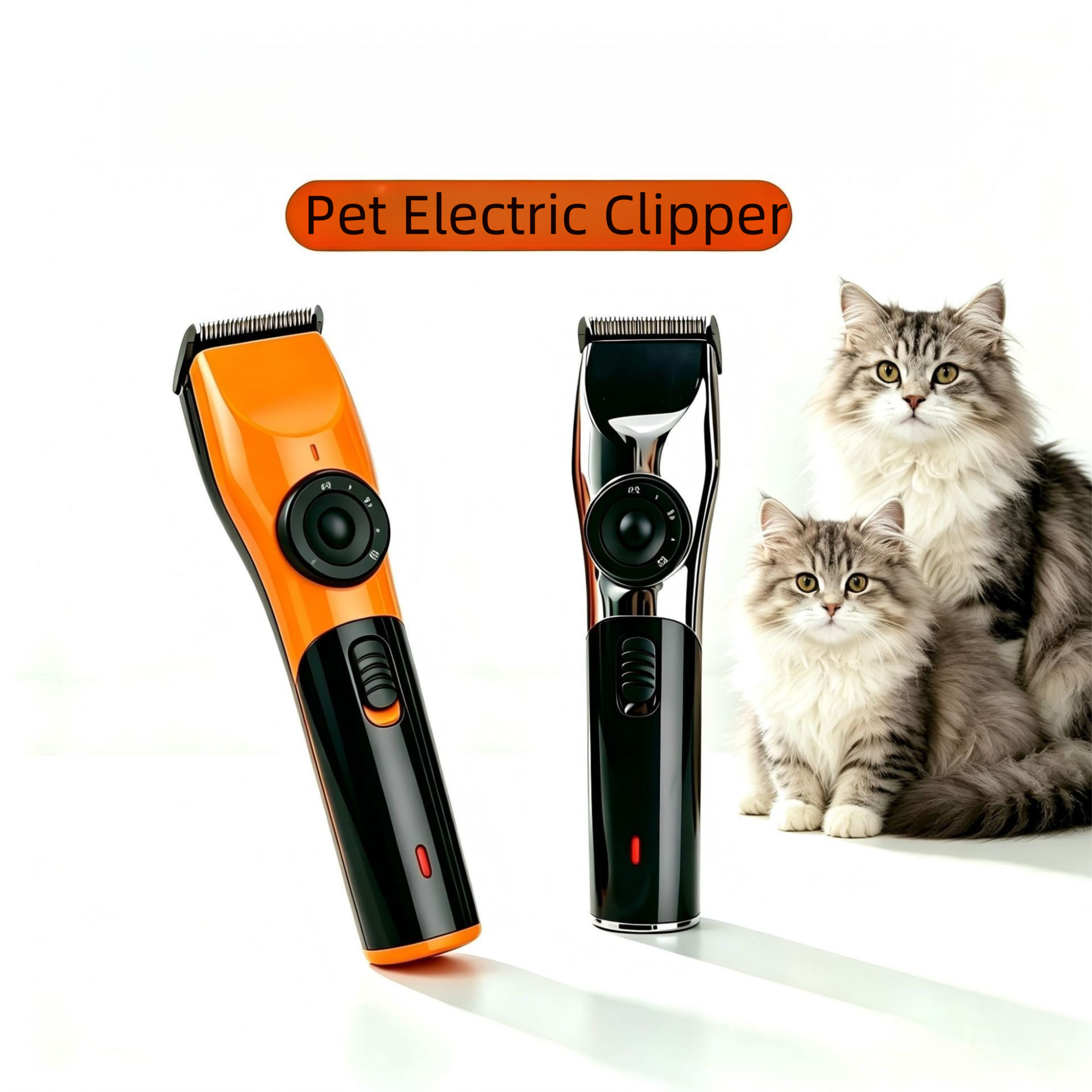 Orange Rechargeable Pet Hair Clippers – Cordless Dog & Cat Grooming Trimmer view 2