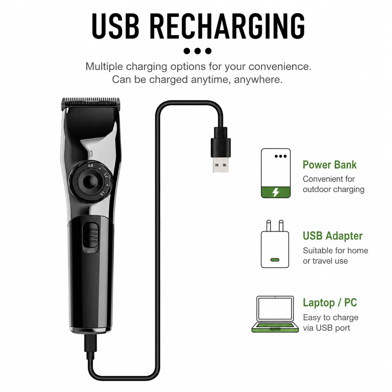 Black Rechargeable Pet Hair Clippers – Cordless Dog & Cat Grooming Trimmer view 5