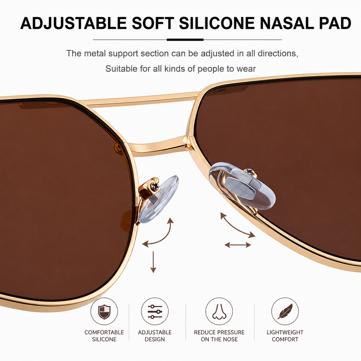 Women's Cat Eye Sunglasses - Gold Metal Frame with Brown PC Lenses view 5