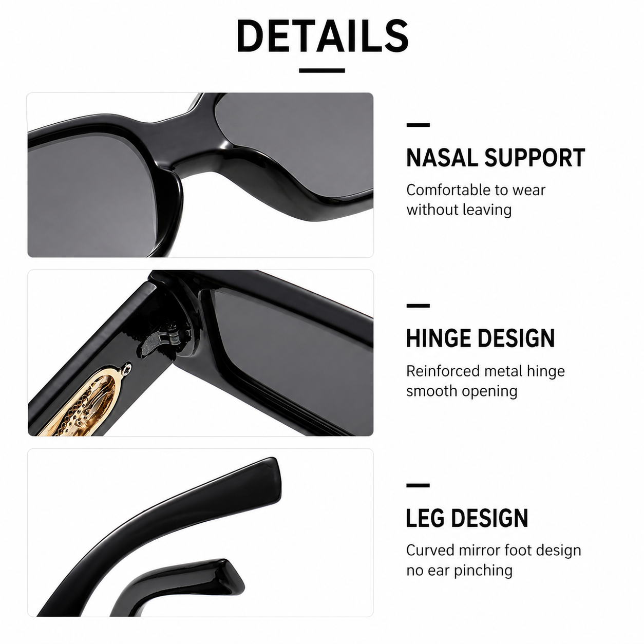 Rectangle Sunglasses with Leopard Detail - Green frame PC Frame view 3