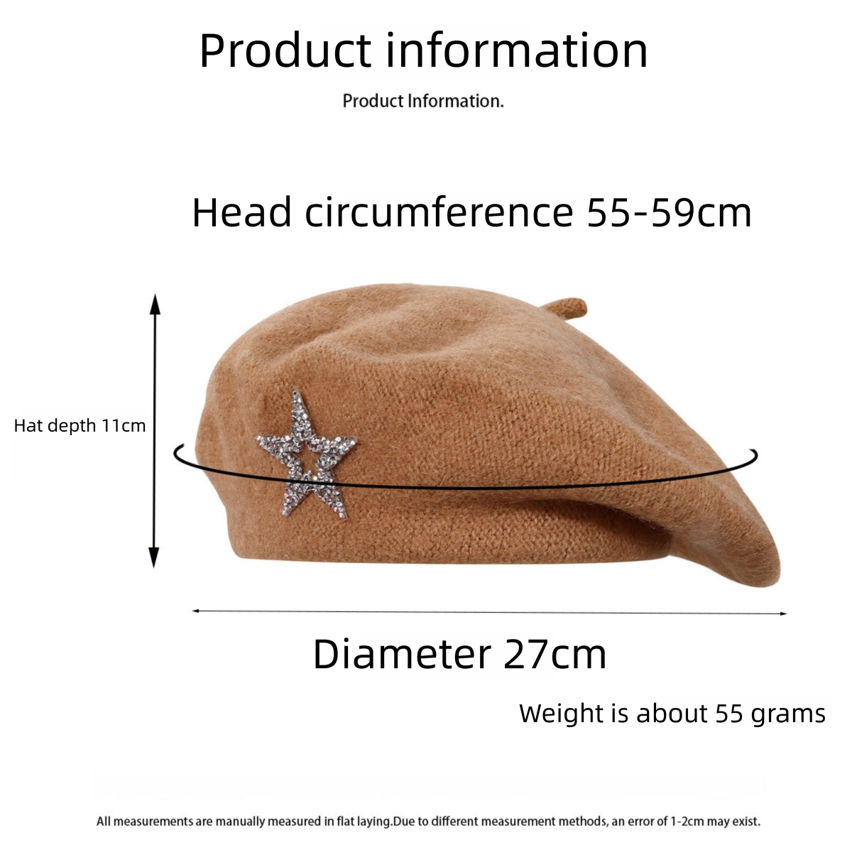 Women's Wool Blend Beret Hat - Orange French Style Painter Cap with Sparkling view 5