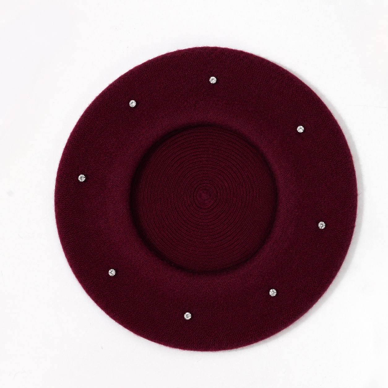 Women's Wool Blend Beret Hat -Burgundy French Style Painter Cap with Scattered view 2