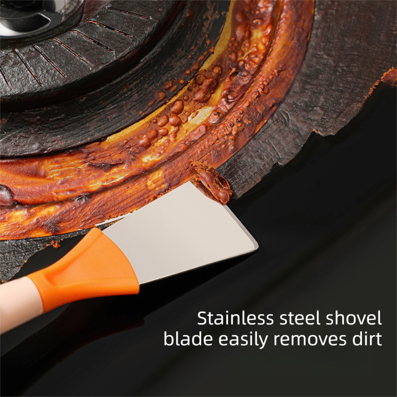 2-Pack Green Dual Head Kitchen Cleaning Brush Set - Stainless Steel Scraper view 3