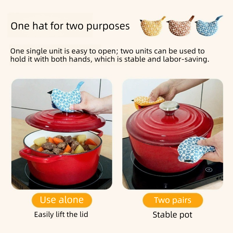 1 PCS Blue Bird Shaped Pot Lid Lifter Heat Resistant Cotton Potholder view 7