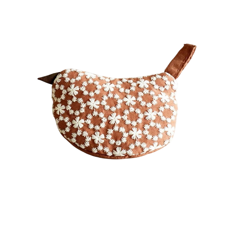 2 PCS Brown Blue Bird Shaped Pot Lid Lifter Heat Resistant Cotton Potholder — image 1